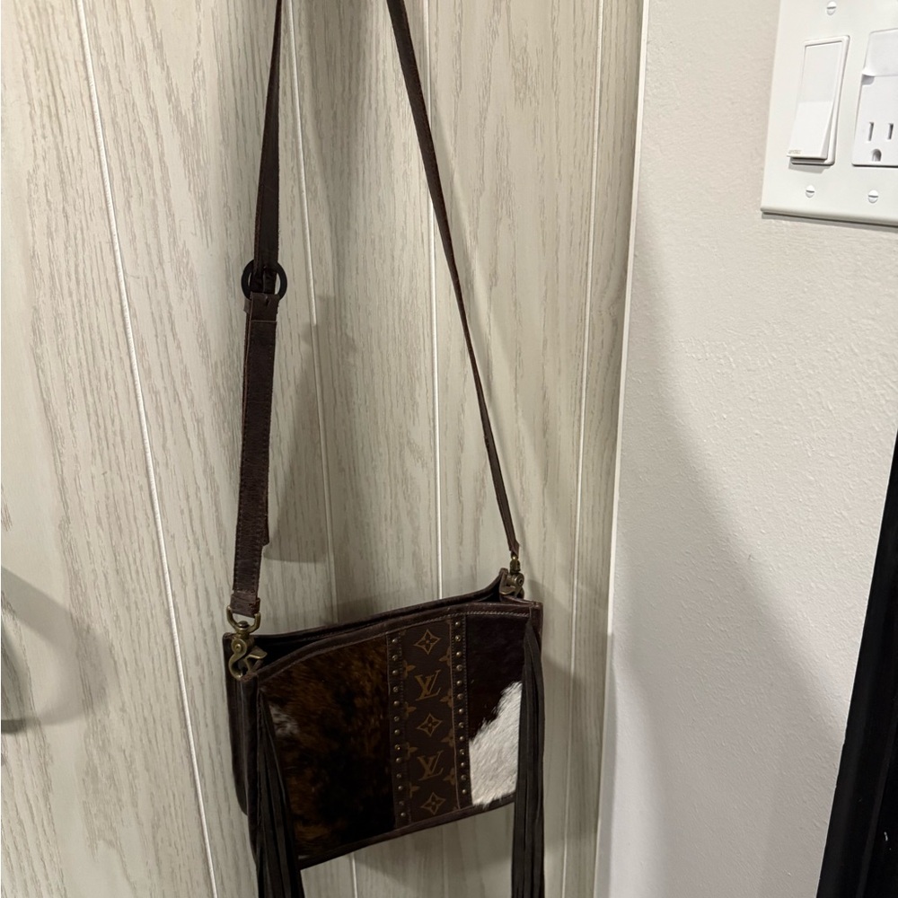 Western Upcycled Animal LV Crossbody with fringe